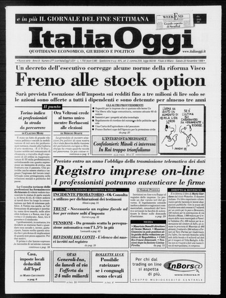 Italia oggi : quotidiano di economia finanza e politica